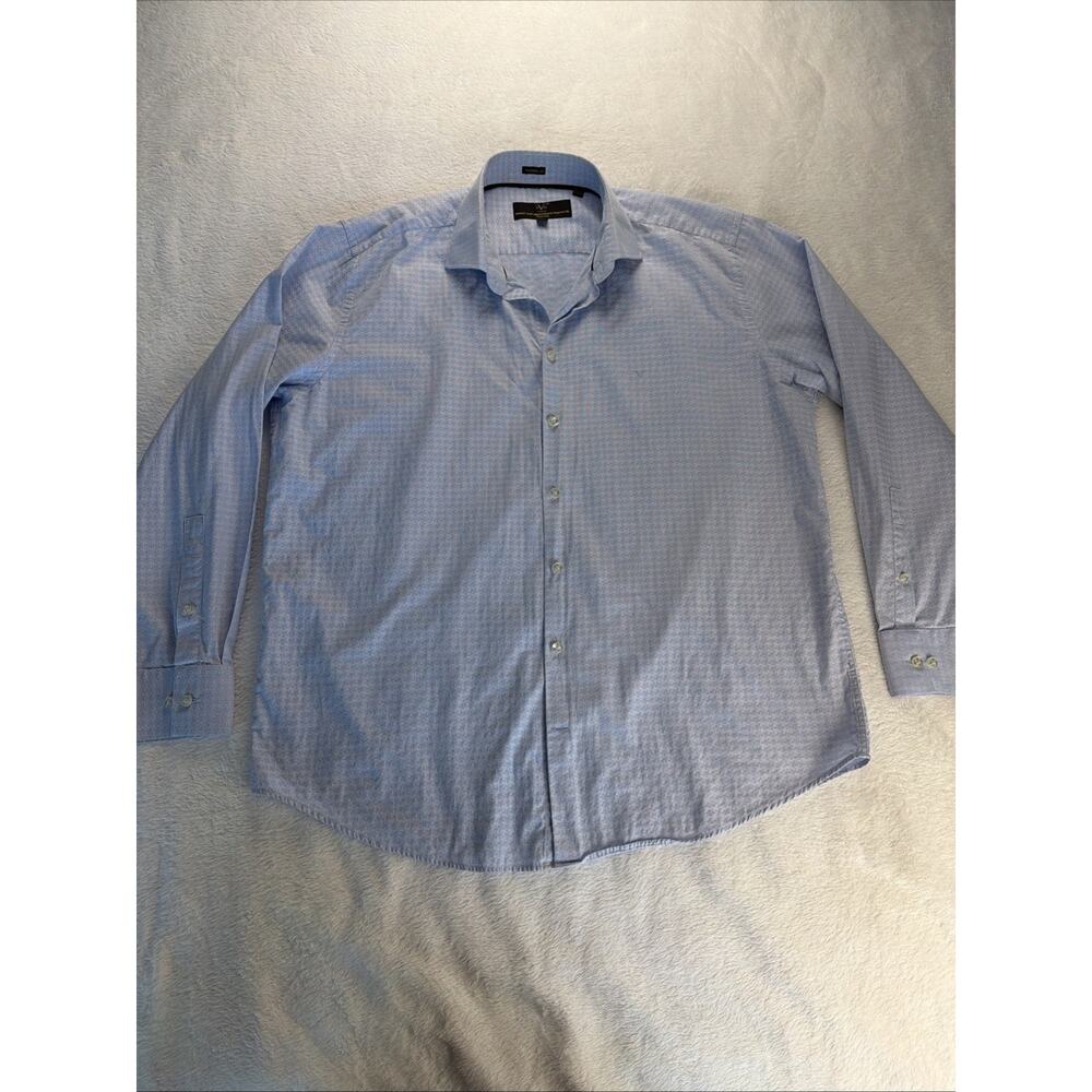 Versace Men Button Up Long Sleeve Shirt XL Blue Modern Fit